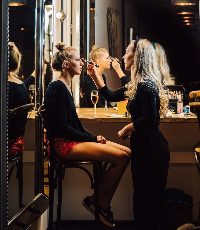 Action Shot of Professional Makeup Artist